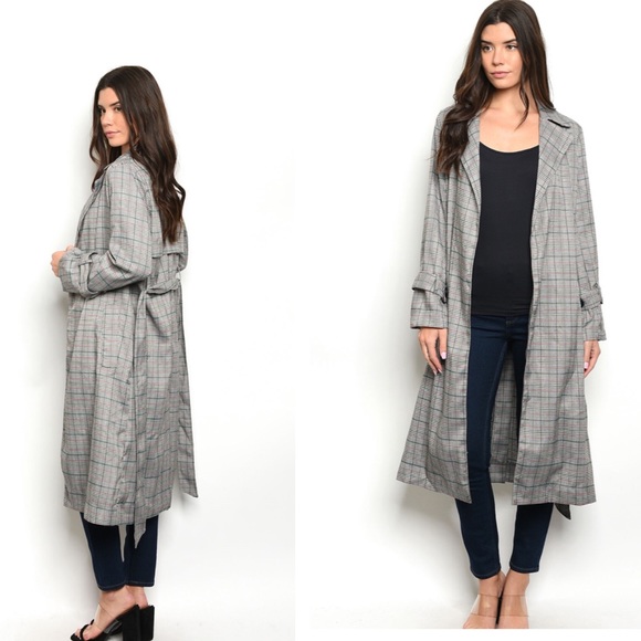 🤩Long Plaid Gray Coat🌟 - Picture 3 of 4